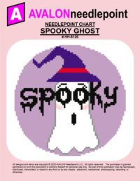 Spooky Ghost - Round Christmas Ornament - Digital Needlepoint Chart Download