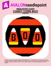 Candy Corn Boo – Round Christmas Ornament – Digital Needlepoint Chart Download