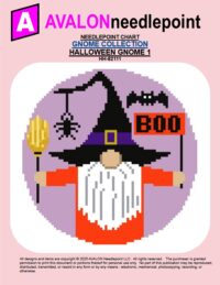 Halloween Gnome 1 - Round Christmas Ornament – Digital Needlepoint Chart Download