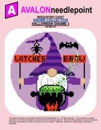 Halloween Gnome 3 - Round Christmas Ornament – Digital Needlepoint Chart Download