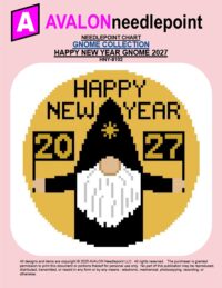 Happy New Year Gnome 2027 - Round Christmas Ornament – Digital Needlepoint Chart Download