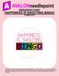 Happiness is Shouting Bingo - Round - Digital Needlepoint Chart Download
